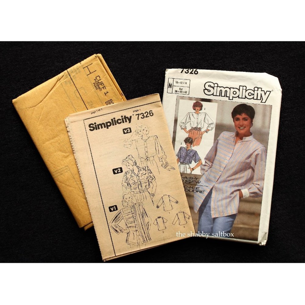 Vintage Simplicity #7326 Shirt Sewing Pattern 1985 Tunic Sz 10 12 14 UNCUT FF